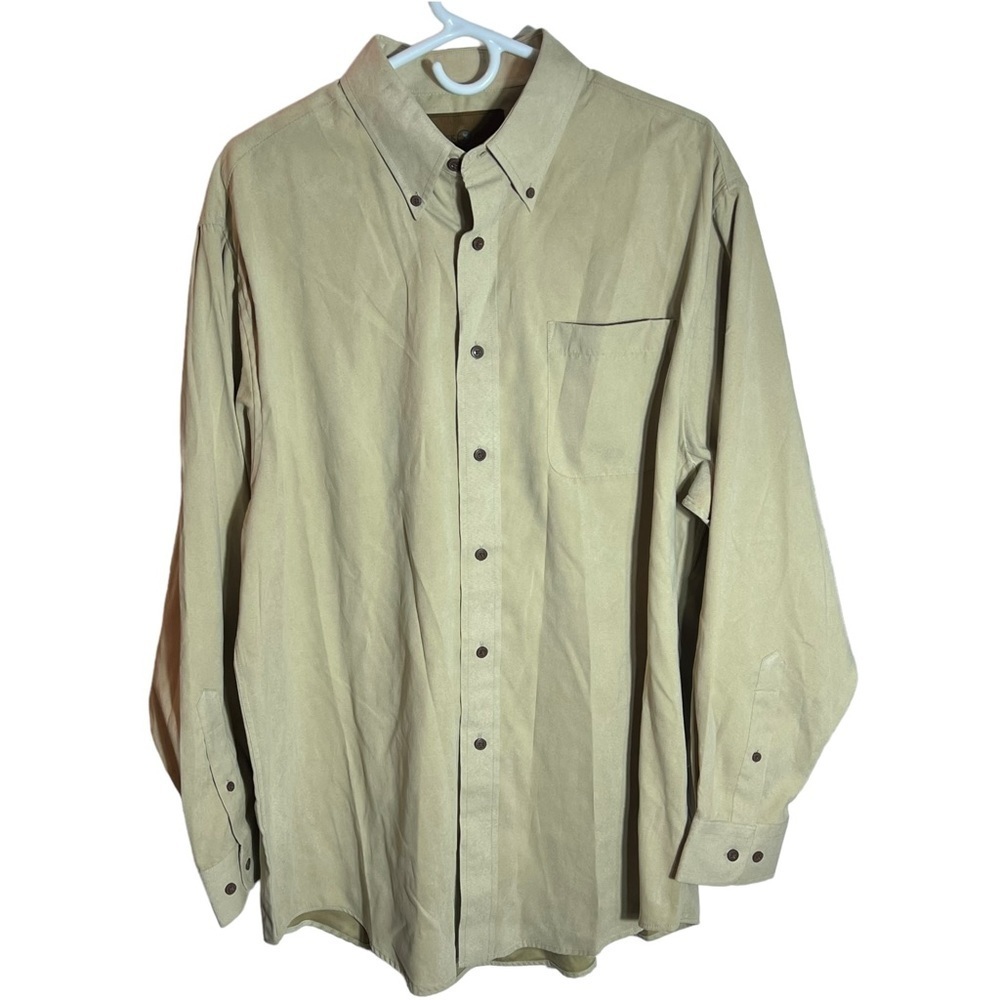 Duck Head Expedition Men's Khaki Collared Long Sleeves Button Down Shirt, Large